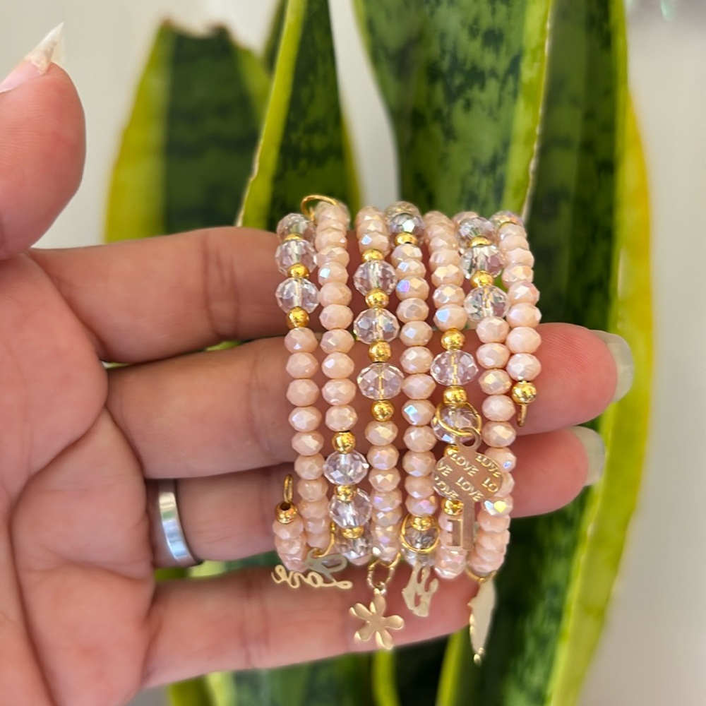 Pulsera 14 k gold plated cristalinos